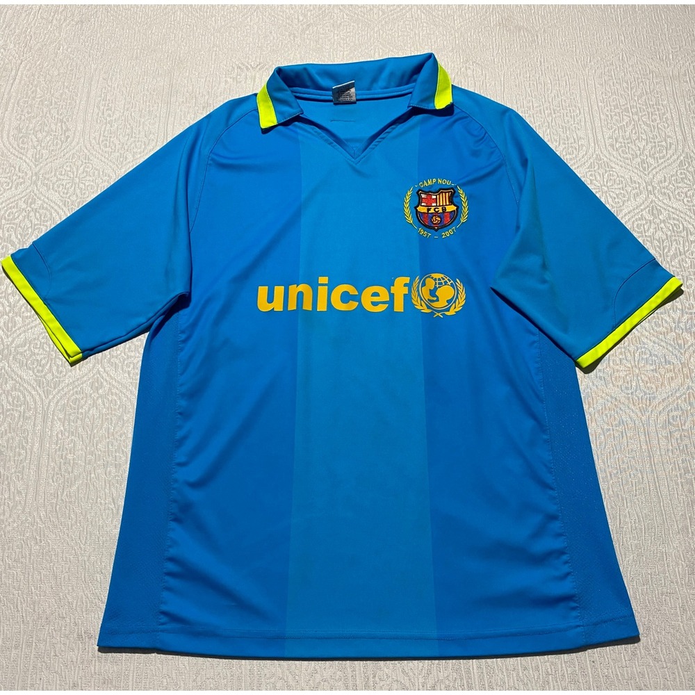 Gool FC Barcelona Camp Nou 1957-2007 Soccer Jersey Blue Unicef Mens Unitalla L